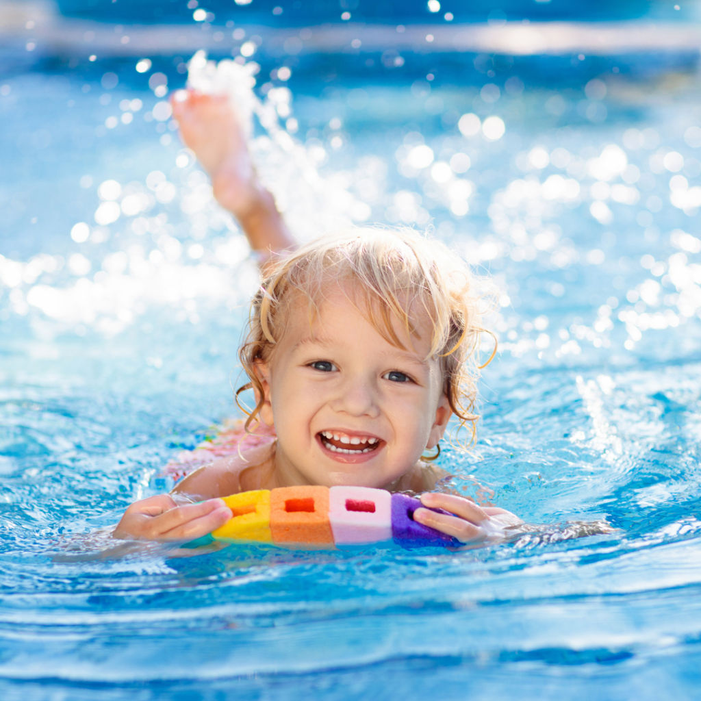 little girl swimming