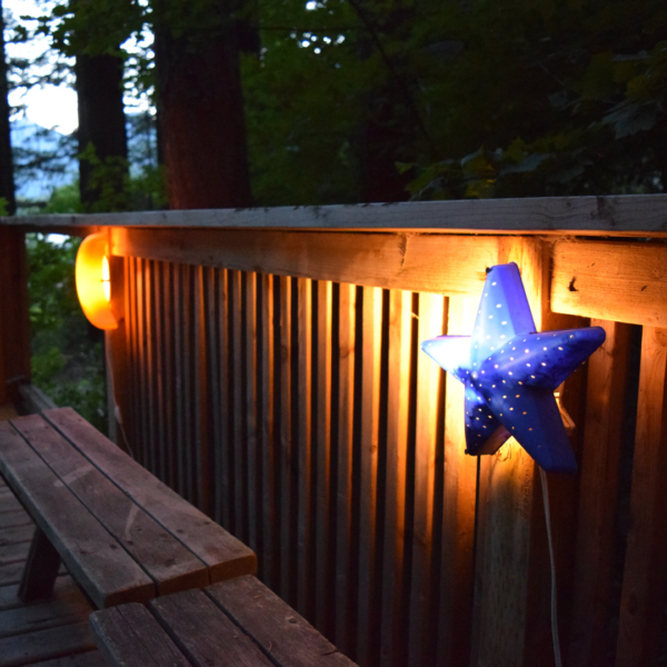 A hot tube with lights on it.